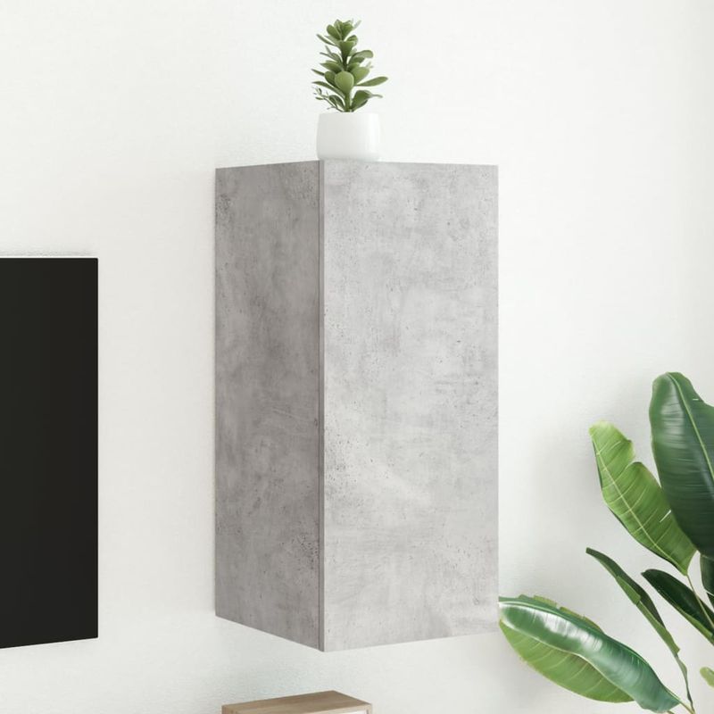 Casa si Gradina - Mobilier - Comode si corpuri - Comode - Comoda TV de perete cu lumini LED, gri beton, 30,5x35x70 cm - Infinity.ro