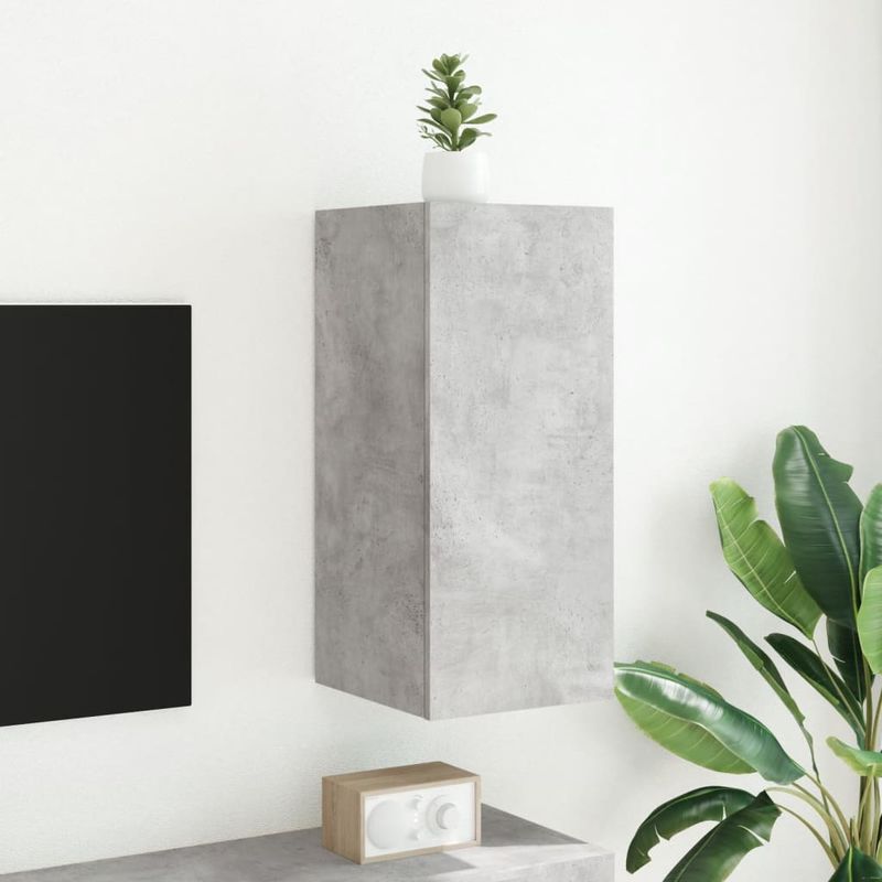 Casa si Gradina - Mobilier - Comode si corpuri - Comode - Comoda TV de perete cu lumini LED, gri beton, 30,5x35x70 cm - Infinity.ro