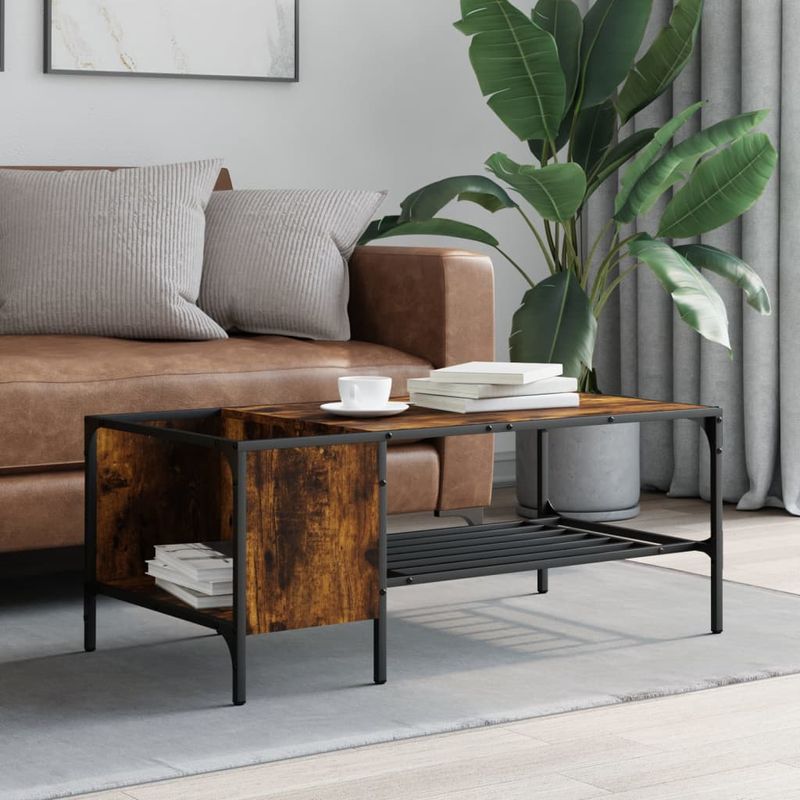 Casa si Gradina - Mobilier - Mese si birouri - Masute de cafea - Masuta de cafea cu raft, stejar fumuriu, 100x51x40 cm, lemn - Infinity.ro