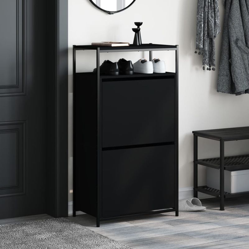 Casa si Gradina - Mobilier - Organizare si depozitare - Organizator incaltaminte - Pantofar, negru, 60x34x112 cm, lemn compozit - Infinity.ro