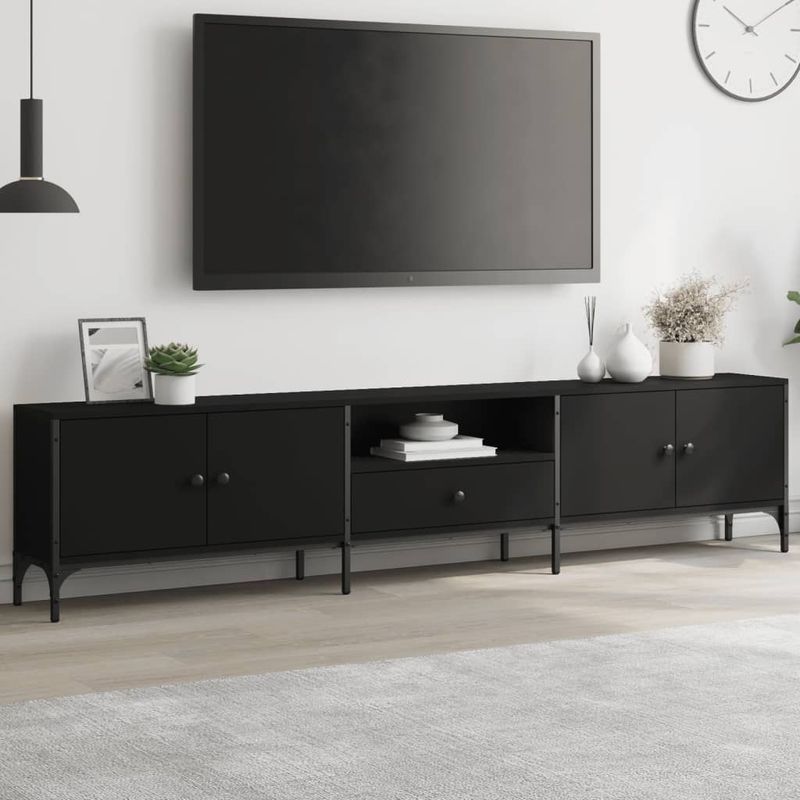 Casa si Gradina - Mobilier - Comode si corpuri - Comode - Comoda TV cu sertar, negru, 200x25x44 cm, lemn prelucrat - Infinity.ro
