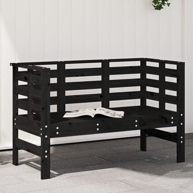 Casa si Gradina - Gradina si terasa - Mobilier exterior - Bancute de gradina - Banca de gradina, negru, 111,5x53x71 cm, lemn masiv de pin - Infinity.ro
