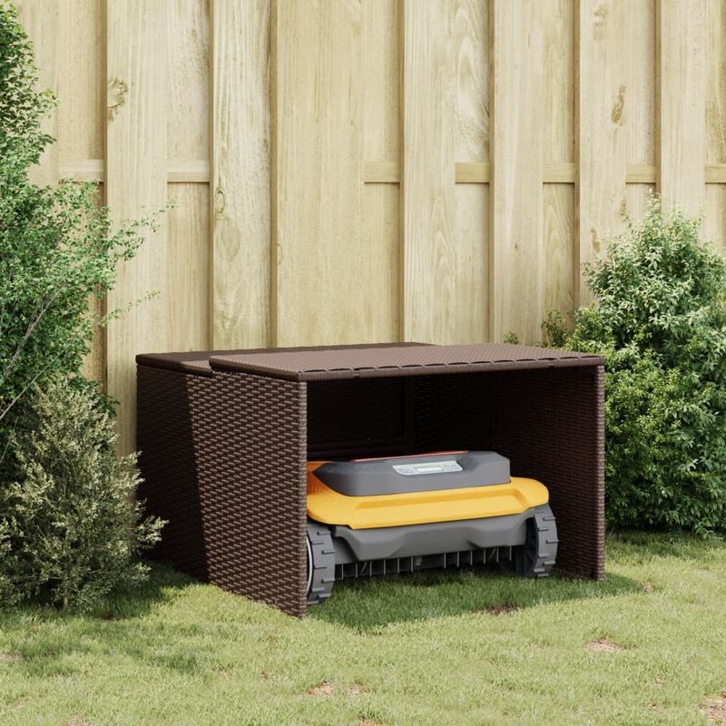 Casa si Gradina - Gradinarit si plante - Utilaje gradina - Consumabile si accesorii utilaje de gradina - Garaj pentru masina de tuns iarba maro 86x90x52/57 cm poliratan - Infinity.ro