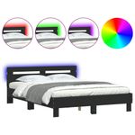 Casa si Gradina - Mobilier - Paturi si accesorii - Paturi - Cadru de pat cu tablie si LED, negru, 150x200 cm - Infinity.ro