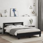 Casa si Gradina - Mobilier - Paturi si accesorii - Paturi - Cadru de pat cu tablie si LED, negru, 150x200 cm - Infinity.ro