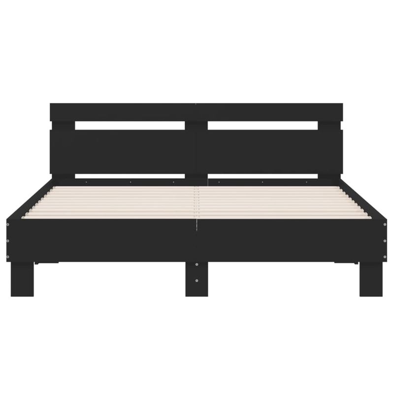 Casa si Gradina - Mobilier - Paturi si accesorii - Paturi - Cadru de pat cu tablie si LED, negru, 150x200 cm - Infinity.ro
