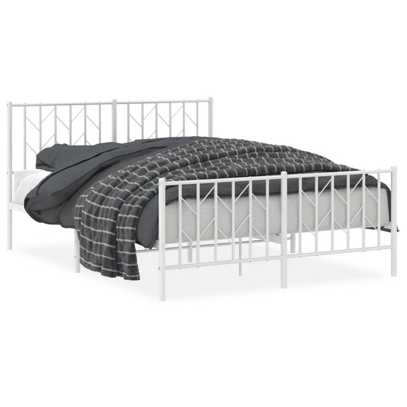 Casa si Gradina - Mobilier - Paturi si accesorii - Paturi - Cadru pat metalic cu tablie de cap/picioare , alb, 140x190 cm - Infinity.ro