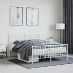 Casa si Gradina - Mobilier - Paturi si accesorii - Paturi - Cadru pat metalic cu tablie de cap/picioare , alb, 140x190 cm - Infinity.ro