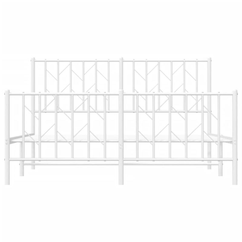 Casa si Gradina - Mobilier - Paturi si accesorii - Paturi - Cadru pat metalic cu tablie de cap/picioare , alb, 140x190 cm - Infinity.ro