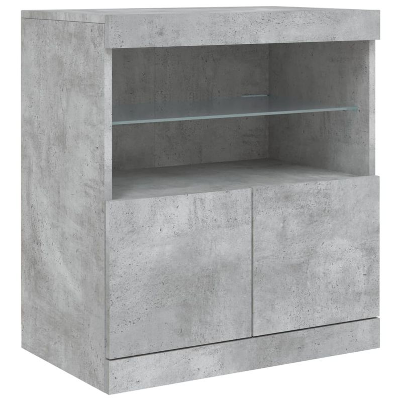 Casa si Gradina - Mobilier - Comode si corpuri - Comode - Servanta cu lumini LED, gri beton, 60x37x67 cm - Infinity.ro