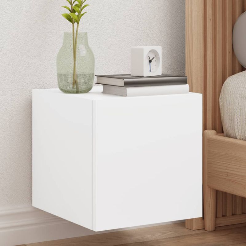 Casa si Gradina - Mobilier - Comode si corpuri - Comode - Comode TV de perete cu lumini LED, 2 buc., alb, 30,5x35x30 cm - Infinity.ro
