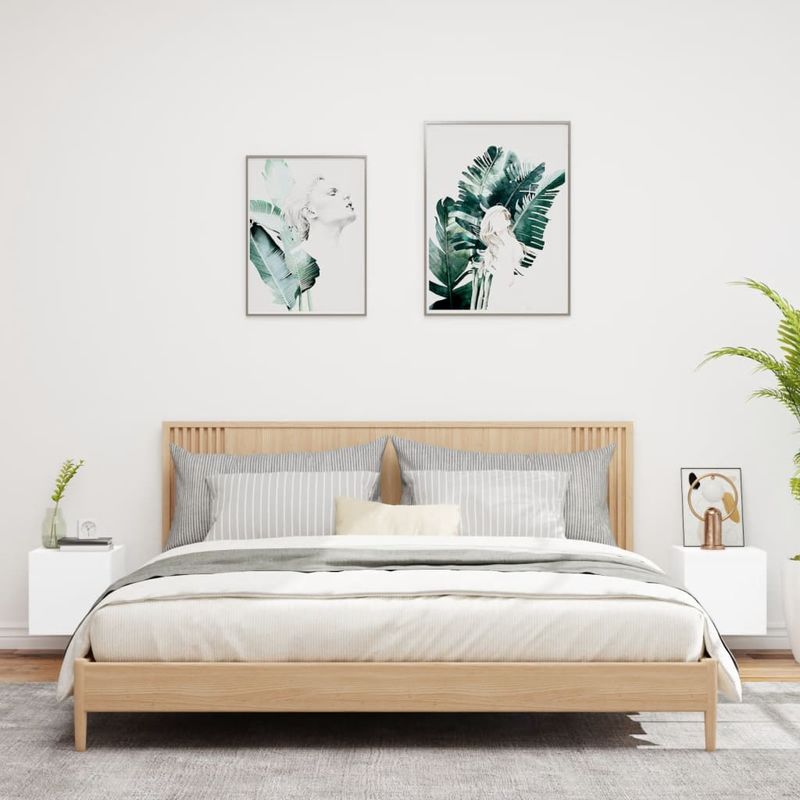 Casa si Gradina - Mobilier - Comode si corpuri - Comode - Comode TV de perete cu lumini LED, 2 buc., alb, 30,5x35x30 cm - Infinity.ro