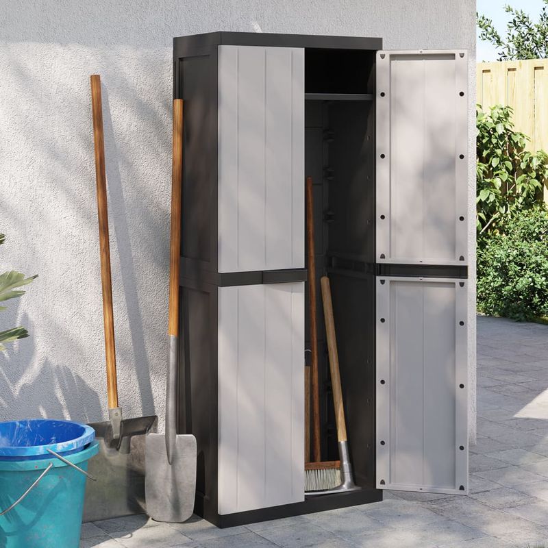 Casa si Gradina - Mobilier - Dulapuri si sifoniere - Dulapuri - Dulap depozitare de exterior, gri și negru, 65x37x165 cm, PP, mărime 65x37x165 cm (31x31 cm) - Infinity.ro