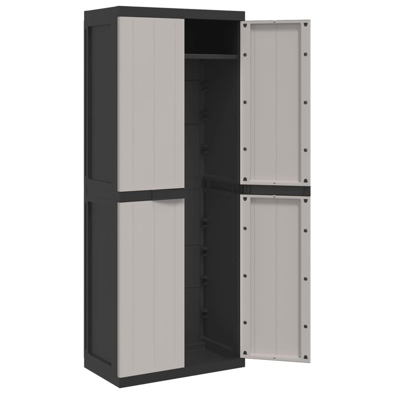 Casa si Gradina - Mobilier - Dulapuri si sifoniere - Dulapuri - Dulap depozitare de exterior, gri și negru, 65x37x165 cm, PP, mărime 65x37x165 cm (31x31 cm) - Infinity.ro