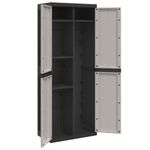 Casa si Gradina - Mobilier - Dulapuri si sifoniere - Dulapuri - Dulap depozitare de exterior, gri și negru, 65x37x165 cm, PP, mărime 65x37x165 cm (31x31 cm) - Infinity.ro