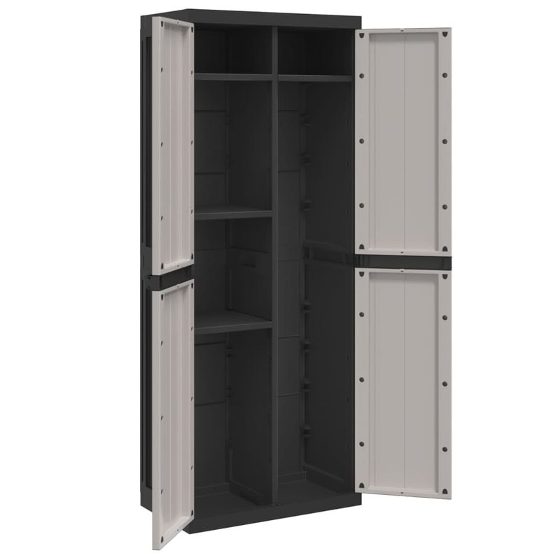 Casa si Gradina - Mobilier - Dulapuri si sifoniere - Dulapuri - Dulap depozitare de exterior, gri și negru, 65x37x165 cm, PP, mărime 65x37x165 cm (31x31 cm) - Infinity.ro