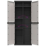 Casa si Gradina - Mobilier - Dulapuri si sifoniere - Dulapuri - Dulap depozitare de exterior, gri și negru, 65x37x165 cm, PP, mărime 65x37x165 cm (31x31 cm) - Infinity.ro