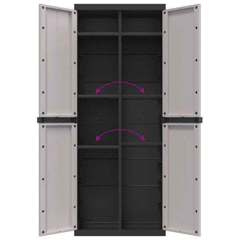 Casa si Gradina - Mobilier - Dulapuri si sifoniere - Dulapuri - Dulap depozitare de exterior, gri și negru, 65x37x165 cm, PP, mărime 65x37x165 cm (31x31 cm) - Infinity.ro