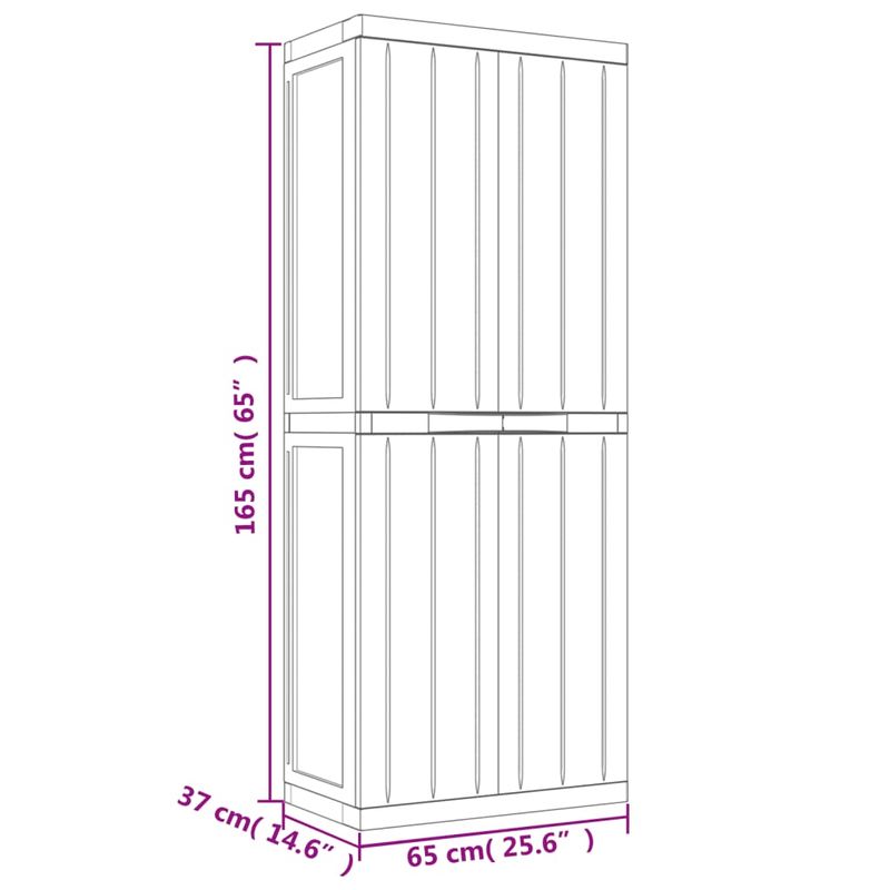 Casa si Gradina - Mobilier - Dulapuri si sifoniere - Dulapuri - Dulap depozitare de exterior, gri și negru, 65x37x165 cm, PP, mărime 65x37x165 cm (31x31 cm) - Infinity.ro