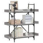 Casa si Gradina - Mobilier - Biblioteci si rafturi - Biblioteci - Biblioteca 3 niveluri gri sonoma 100x33x108,5 cm lemn prelucrat - Infinity.ro