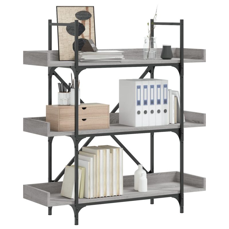 Casa si Gradina - Mobilier - Biblioteci si rafturi - Biblioteci - Biblioteca 3 niveluri gri sonoma 100x33x108,5 cm lemn prelucrat - Infinity.ro