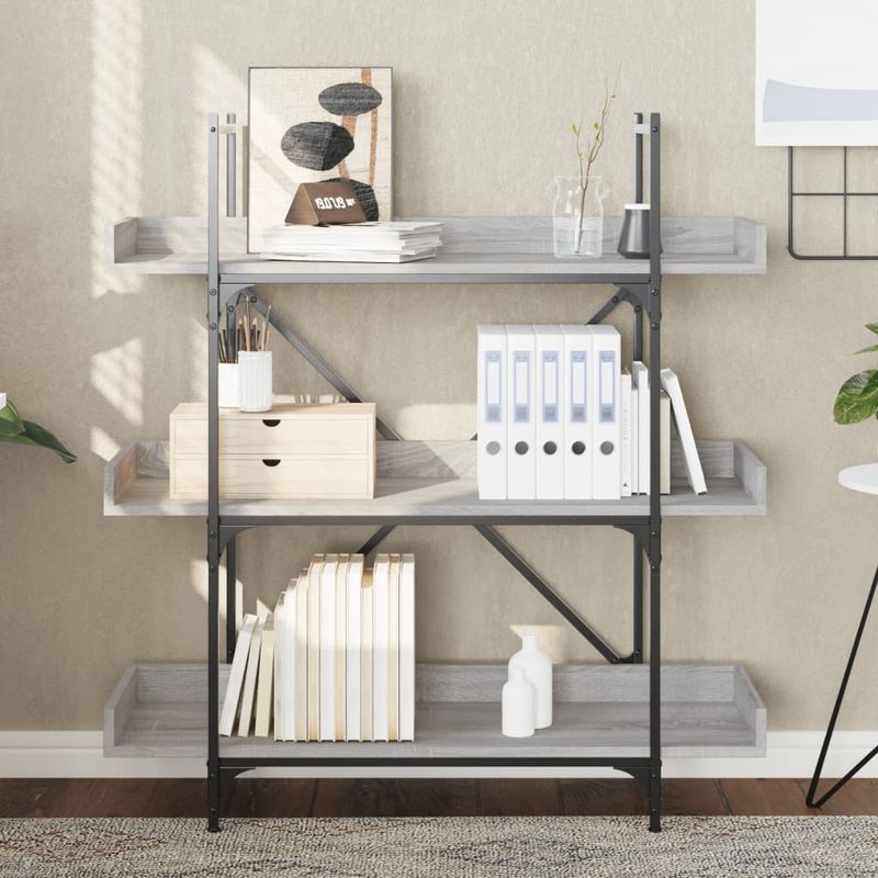 Casa si Gradina - Mobilier - Biblioteci si rafturi - Biblioteci - Biblioteca 3 niveluri gri sonoma 100x33x108,5 cm lemn prelucrat - Infinity.ro