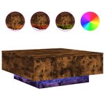 Casa si Gradina - Mobilier - Mese si birouri - Masute de cafea - Masuta de cafea cu lumini LED, stejar fumuriu, 80x80x31 cm - Infinity.ro