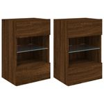 Casa si Gradina - Mobilier - Comode si corpuri - Comode - Comoda TV de perete cu LED, 2 buc. stejar maro, 40x30x60,5cm - Infinity.ro