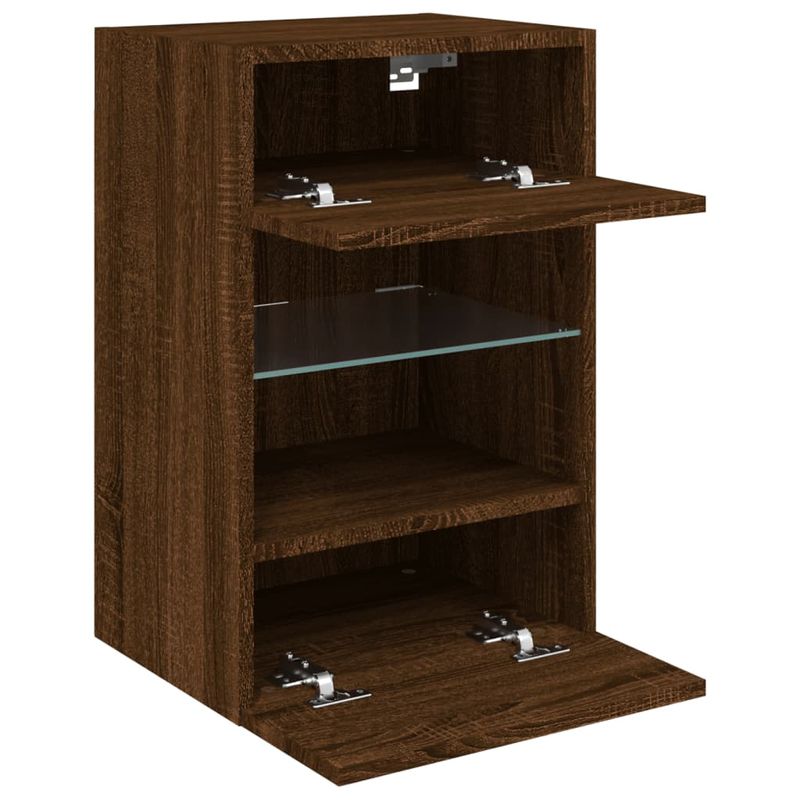 Casa si Gradina - Mobilier - Comode si corpuri - Comode - Comoda TV de perete cu LED, 2 buc. stejar maro, 40x30x60,5cm - Infinity.ro