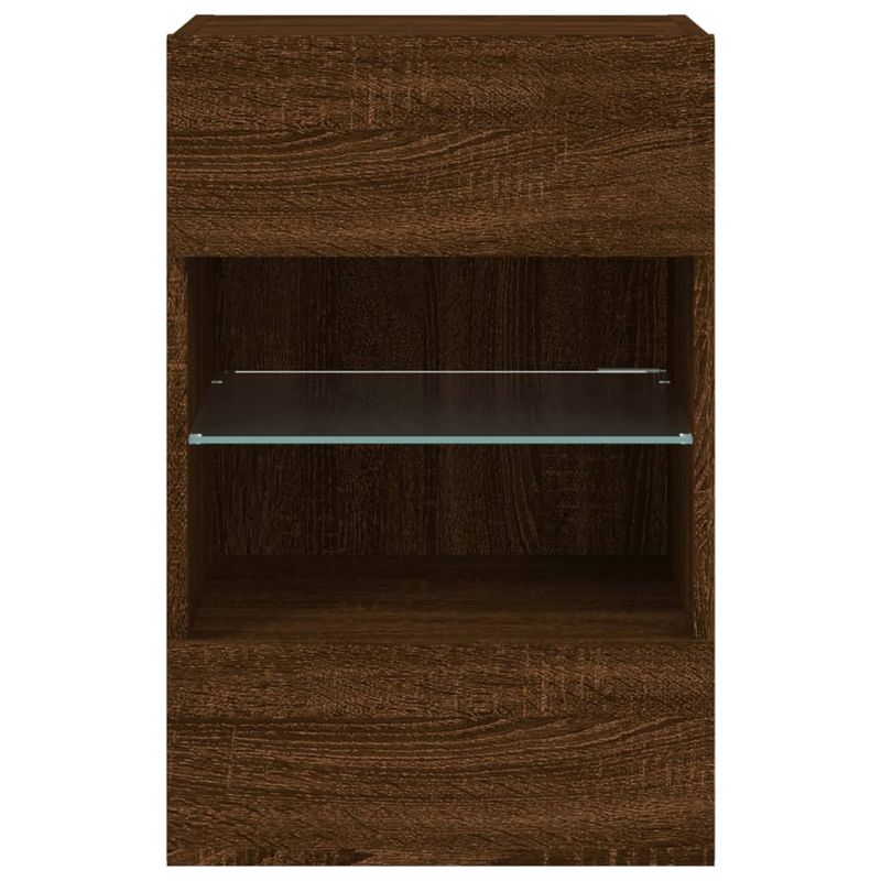 Casa si Gradina - Mobilier - Comode si corpuri - Comode - Comoda TV de perete cu LED, 2 buc. stejar maro, 40x30x60,5cm - Infinity.ro