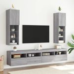 Casa si Gradina - Mobilier - Comode si corpuri - Comode - Comode TV cu lumini LED, 2 buc., gri sonoma, 30,5x30x102 cm - Infinity.ro