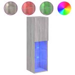 Casa si Gradina - Mobilier - Comode si corpuri - Comode - Comode TV cu lumini LED, 2 buc., gri sonoma, 30,5x30x102 cm - Infinity.ro