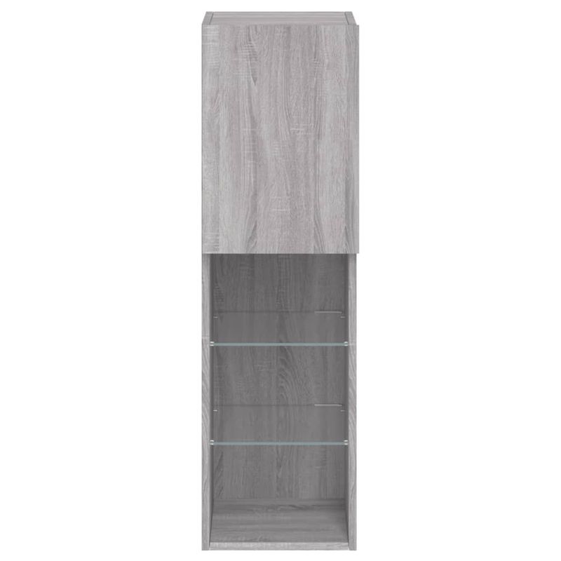 Casa si Gradina - Mobilier - Comode si corpuri - Comode - Comode TV cu lumini LED, 2 buc., gri sonoma, 30,5x30x102 cm - Infinity.ro
