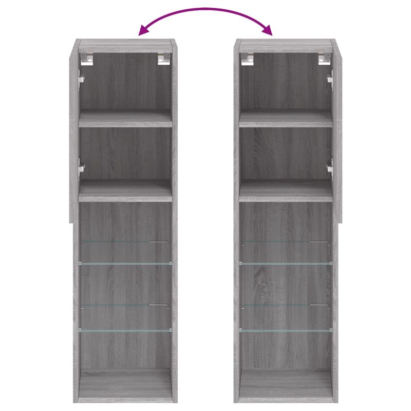 Casa si Gradina - Mobilier - Comode si corpuri - Comode - Comode TV cu lumini LED, 2 buc., gri sonoma, 30,5x30x102 cm - Infinity.ro