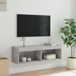 Casa si Gradina - Mobilier - Comode si corpuri - Comode - Comoda TV cu lumini LED, gri beton, 100x30x30 cm - Infinity.ro