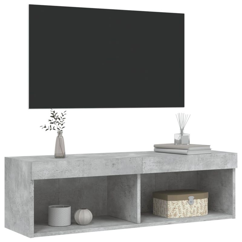 Casa si Gradina - Mobilier - Comode si corpuri - Comode - Comoda TV cu lumini LED, gri beton, 100x30x30 cm - Infinity.ro
