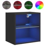 Casa si Gradina - Mobilier - Comode si corpuri - Comode - Noptiera cu lumini LED montata pe perete, negru - Infinity.ro