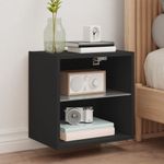 Casa si Gradina - Mobilier - Comode si corpuri - Comode - Noptiera cu lumini LED montata pe perete, negru - Infinity.ro