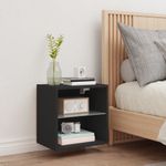Casa si Gradina - Mobilier - Comode si corpuri - Comode - Noptiera cu lumini LED montata pe perete, negru - Infinity.ro