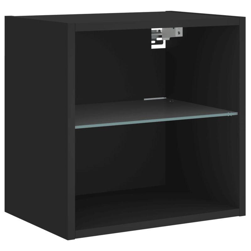Casa si Gradina - Mobilier - Comode si corpuri - Comode - Noptiera cu lumini LED montata pe perete, negru - Infinity.ro