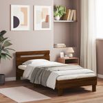 Casa si Gradina - Mobilier - Paturi si accesorii - Paturi - Cadru de pat cu tablie si lumini LED, stejar maro, 90x190 cm - Infinity.ro