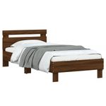 Casa si Gradina - Mobilier - Paturi si accesorii - Paturi - Cadru de pat cu tablie si lumini LED, stejar maro, 90x190 cm - Infinity.ro