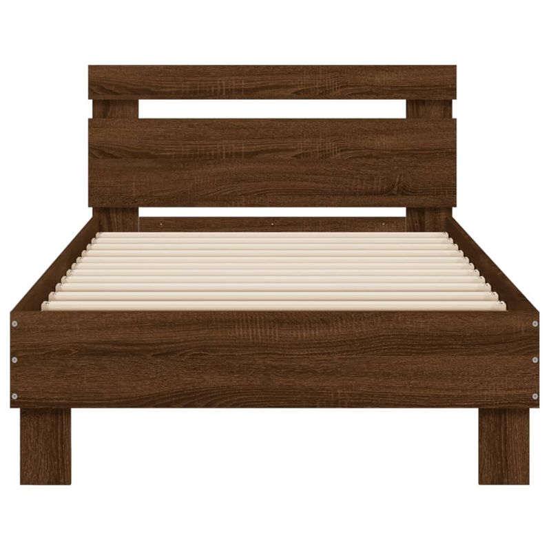Casa si Gradina - Mobilier - Paturi si accesorii - Paturi - Cadru de pat cu tablie si lumini LED, stejar maro, 90x190 cm - Infinity.ro