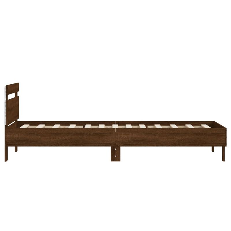 Casa si Gradina - Mobilier - Paturi si accesorii - Paturi - Cadru de pat cu tablie si lumini LED, stejar maro, 90x190 cm - Infinity.ro