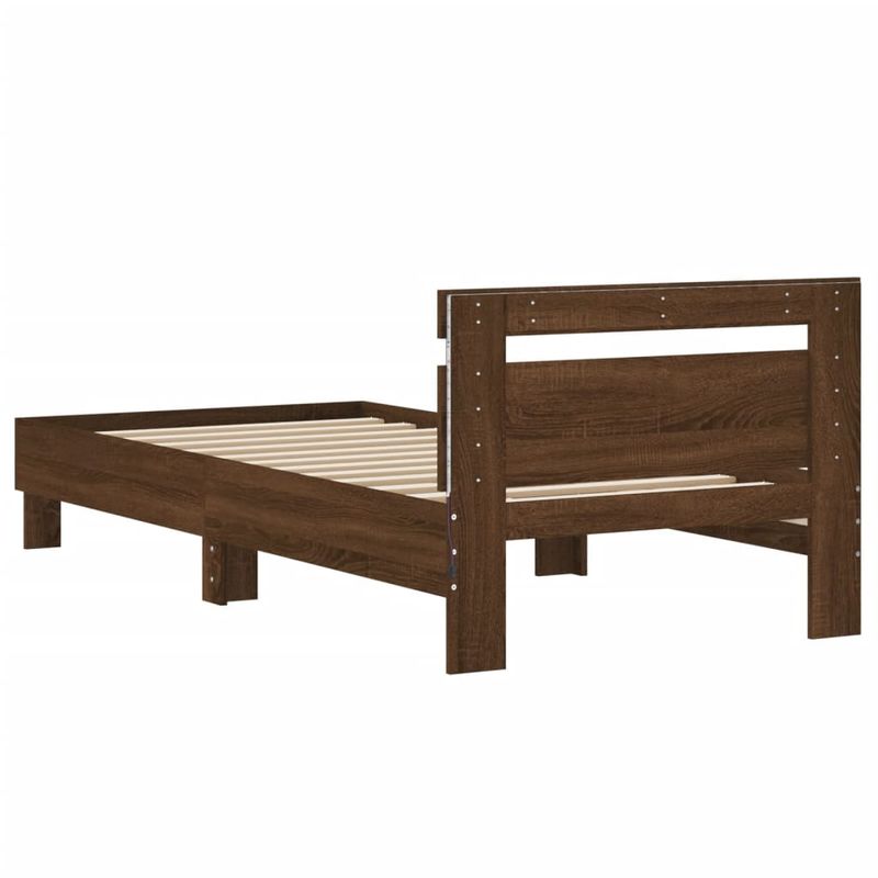 Casa si Gradina - Mobilier - Paturi si accesorii - Paturi - Cadru de pat cu tablie si lumini LED, stejar maro, 90x190 cm - Infinity.ro