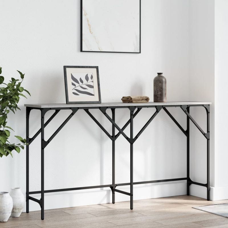 Casa si Gradina - Mobilier - Comode si corpuri - Console - Masuta consola, gri sonoma, 140x29x75 cm, lemn prelucrat - Infinity.ro