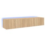 Casa si Gradina - Mobilier - Comode si corpuri - Comode - Comoda TV de perete cu LED, 2 buc. stejar sonoma, 80x35x31 cm - Infinity.ro