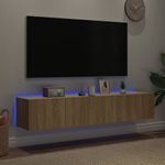 Casa si Gradina - Mobilier - Comode si corpuri - Comode - Comoda TV de perete cu LED, 2 buc. stejar sonoma, 80x35x31 cm - Infinity.ro