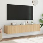 Casa si Gradina - Mobilier - Comode si corpuri - Comode - Comoda TV de perete cu LED, 2 buc. stejar sonoma, 80x35x31 cm - Infinity.ro