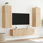 Casa si Gradina - Mobilier - Comode si corpuri - Comode - Comoda TV de perete cu LED, 2 buc. stejar sonoma, 80x35x31 cm - Infinity.ro